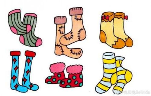 女生衣帽配飾簡(jiǎn)筆畫圖片彩色手套圍巾內(nèi)衣鞋子帽子2