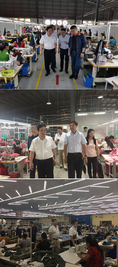 江蘇海企國際股份王遠(yuǎn)見總裁一行赴緬甸工廠考察，深化皮革制品全球銷售布局